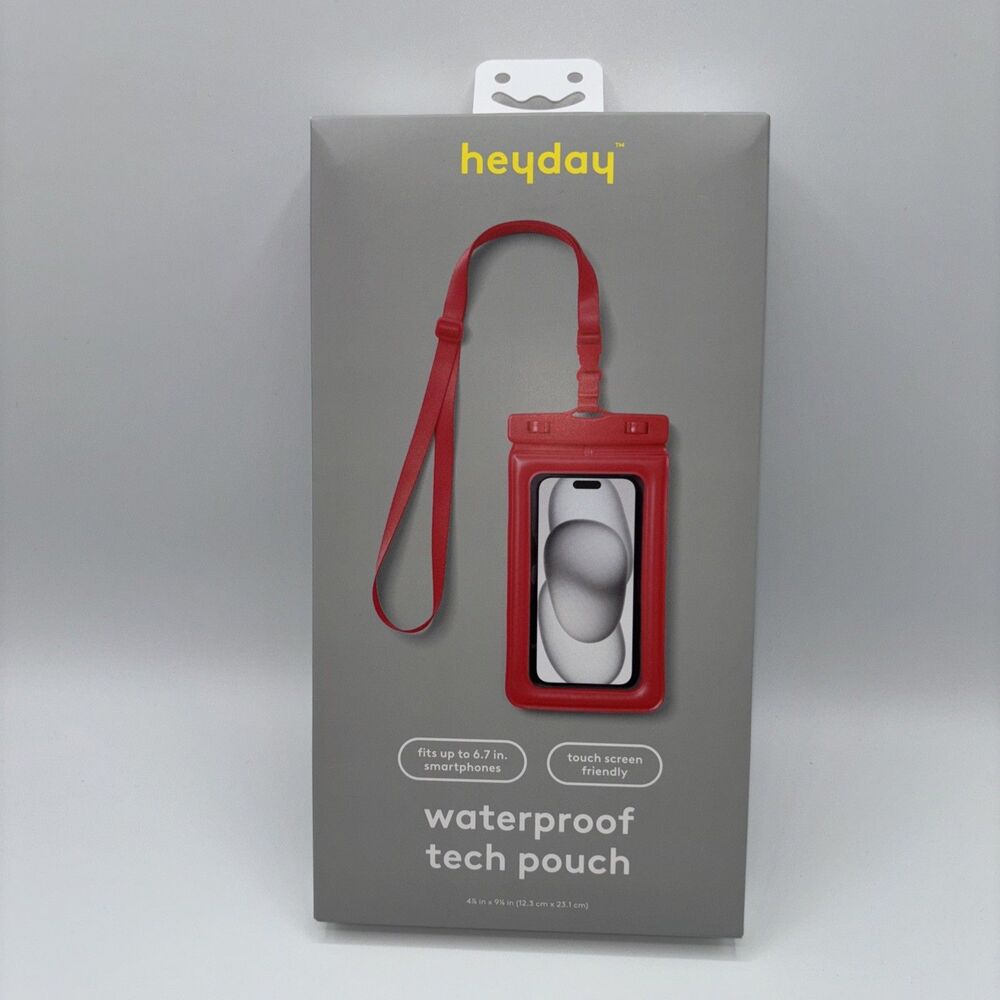 Heyday waterproof tech pouch Red/Lanyard-4 7/8" x 9 1/8” NIB New Beach-Vacation
